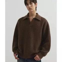 (국내매장정품) DRAW FIT 오버핏 피케 와플 니트 [BROWN] DFKN4313BR 199693