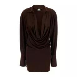 디 안나마네 릴리아 브라운 딥 브이넥 미니 원피스 TM190107B TJP142DARKBROWN