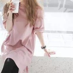 [라일리여성의류] Rly 티셔츠 빅사이즈 엉덩이덮는 드롭숄더 이지웨어