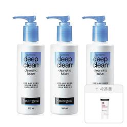 뉴트로지나 딥클린 클렌징 로션 200ml, 3개 + 증정(인텐스 리페어 시카 에멀젼 88ml, 1개)