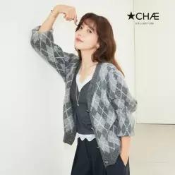 채컬렉티브 [최초가239 000원] 25FW 알파카 아가일 글리터 니트자켓