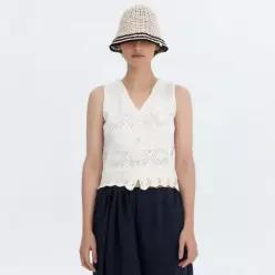 [국내매장 정품] [벤시몽] CROCHET KNIT SLEEVELESS IVORY 659136