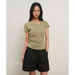 제너럴아이디어 GENERALIDEA 드레이프 셔링 져지 블라우스 [LIGHT KHAKI] / GF2LTS527