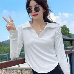 [라일리여성의류] Rly 긴팔 브이넥 카라 티셔츠 슬림핏 여성용
