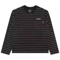 코튼 와플 스트라이프 긴팔 티셔츠 UR321CRL93BLK