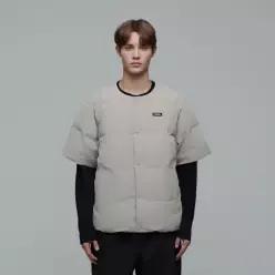 내셔널지오그래픽 N244UDW921 헤론 U넥 경량 구스 다운 반팔 점퍼 BEIGE