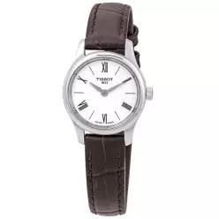 Tissot 티쏘 트래디션 5.5 화이트 다이얼 브라운 가죽 여성 시계 7274207