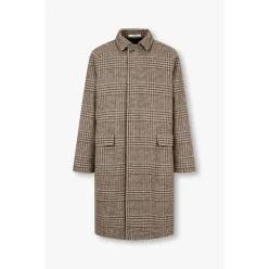 MAN ON THE BOON TAGLIATORE 체크 패턴 울 캐시미어 코트 - 초코