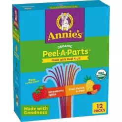 Annie's Fruit Peel-A-Parts 과일 맛 간식 딸기 및 과일 펀치 글루텐 프리 비건 버라이어티 팩 12개 189.9g