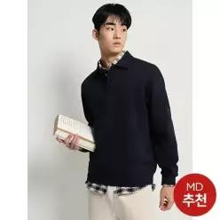 [빈폴] [26SS 30%OFF] 솔리드 칼라넥 스웨트 셔츠 네이비 (BC6141C54R)