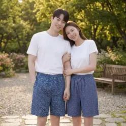BYC 남성 여성 순면 리플 5부 파자마 잠옷 바지 NCG1204S 455405