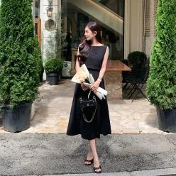 (MADE/국내생산/브랜드공정) 레이네 투피스 민소매 플레어 롱 원피스 op16061