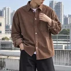 [하프클럽/]빈티지 가을 남성 셔츠 코듀로이 골덴 캐주얼 남방 상의