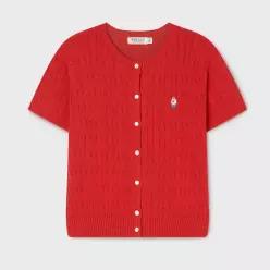 Steve R-neck Cable Short Sleeve Cardigan / WHCKG2412F1342457