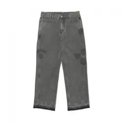 노매뉴얼 EMBLEM PATCHED DENIM PANTS - WED GRAY