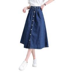 청 치마 데님 스커트 롱 빅사이즈 코디 A라인 스트릿패션 30대여성 봄 봄데일리룩