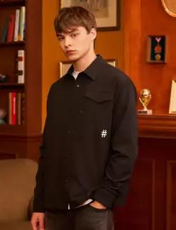 빈트릴 B CJ 기모 링클프리 긴팔 셔캣 남성 블랙 462537