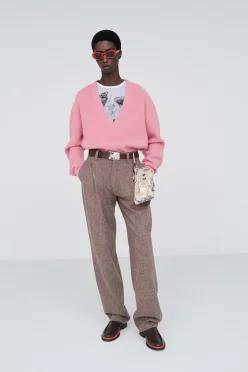 ZARA 100% 캐시미어 V넥 스웨터 - 로즈핑크 5755/906/620