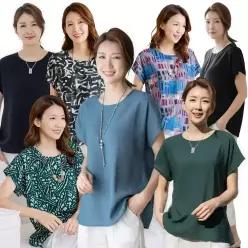 우일 여성 여름 인견 반팔 가오리티셔츠 마담 중년 아줌마 엄마옷 상의