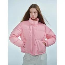 [하프클럽/씨엔엔 어패럴]트래블 여성용 피쳐 덕 다운 숏패딩 핑크_CA23TDS461PIK