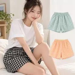 [라일리여성언더웨어] Rly 체크 반바지 여성 수면 파자마 53298487)
