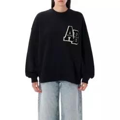 마일스 로고 패치 자수 오버사이즈 맨투맨 A0810074BLK1 BLACK