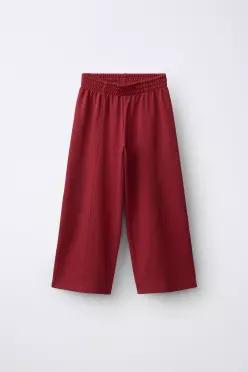 [국내매장] ZARA 여아 인터록 와이드 레그 팬츠 - 레드 4174/700/600 555044
