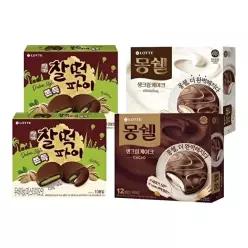 [롯데웰푸드]두쫀쿠 찰떡파이 피스타치오맛 x2+몽쉘 오리지널 12입 x1+몽쉘 카카오 12입 x1