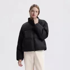 N254WPD901 여성 세미크롭 하이넥 패딩 점퍼 BLACK