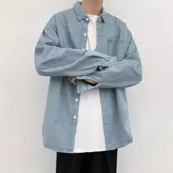 [하프클럽/]남성용 데님 셔츠 청자켓 청남방 긴팔 캐주얼 베이직 상의 데일