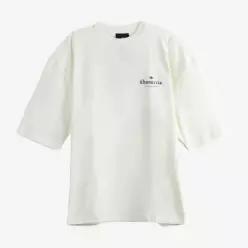 스몰 체스트 프린트 오버사이즈 크루넥 티셔츠 KY7707 OFFWHITE