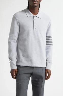 Thom Browne 톰 브라운 4-바 긴소매 면 피케 폴로 7563321