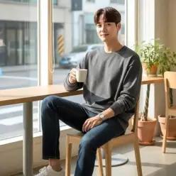 [하프클럽/]캐주얼룩 캐주얼상의 남자코디 남자긴팔티 긴팔티