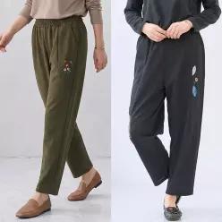 엄마옷 마미소 꽃 자수 바지 고무줄 몸빼 주머니 기모 간절기 할머니 빅사이즈 40 70 마담 중년 여성