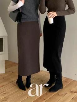 (도톰포근/브랜드퀄리티/신축성굿) 레리유 뒷트임 펜슬 겨울 롱 스커트 sk7547