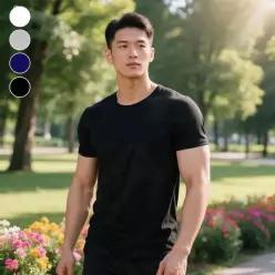 [하프클럽/]남성 베이직 반팔티 라운드넥 무지 여름 기본 면상의