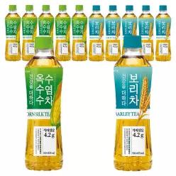 롯데 더하다 옥수수수염차 500ml 6개+보리 500ML 6개(총12개)옥수수 옥수수수염 보리물 음료 펫트 페트 자