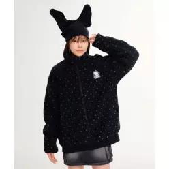 SPAO 가나디 천사와 악마 덤블 플리스블랙 SPFZF4VU02