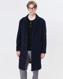 [24FW] WHCO4D561N2 스테디셀러 네이비 단색 울캐시미어혼방 코트
