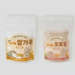 퍼기 국산 아기 이유식 오트밀 가루 쌀가루 세트 미음 가루입자 2P