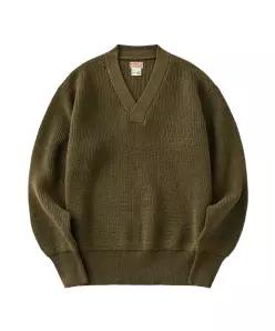 브론슨 USAAF Type A 1 V 넥 Mechanics Sweater Olive