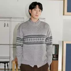 [파렌하이트]노르딕 패턴 라운드 니트 FLUCX8316_DJ