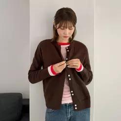 플러피 투단추 니트 가디건