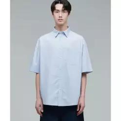 MUSINSA STANDARD 오버사이즈 포플린 반소매 셔츠 [스카이 블루]
