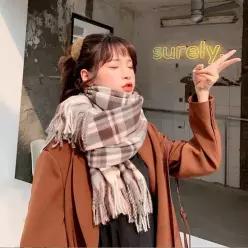 오너클랜 목도리 니트머플러 겨울목도리 여성목도리 겨울코 체크파스텔머플러 겨울목도리