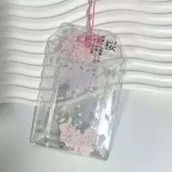 사쿠라 PVC 카드 슬리브 두꺼운 3인치 포토카드 홀더 식사권 보관 키체인 펜던트
