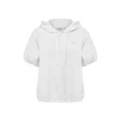 SHEER 시어 여성 퍼프 후드 반팔 티셔츠_White DWM26268W2