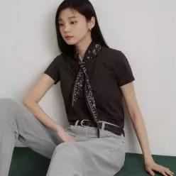 수피마 코튼 혼방 슬림핏 반소매 티셔츠 브라운 BF6442C90D _BF