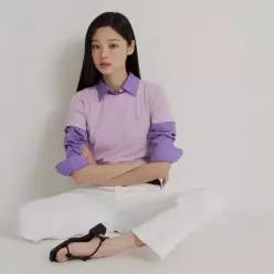 수피마 코튼 혼방 슬림핏 반소매 티셔츠 - 라벤더 BF6442C90T _BF