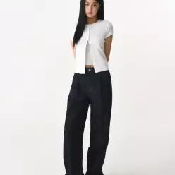 MWENP6Z15DI 무신사 스탠다드 우먼 린넨 라이크 원 턱 엑스트라 와이드 데님